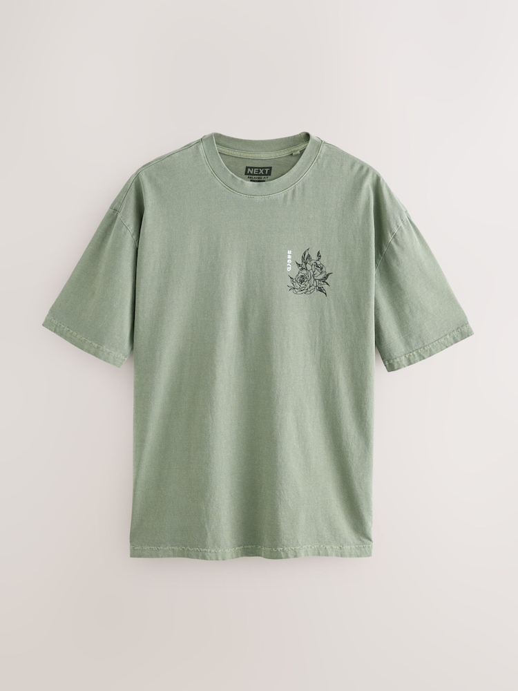 Green Snake Relaxed Fit Graphic Print T-Shirt - Image 1 of 2