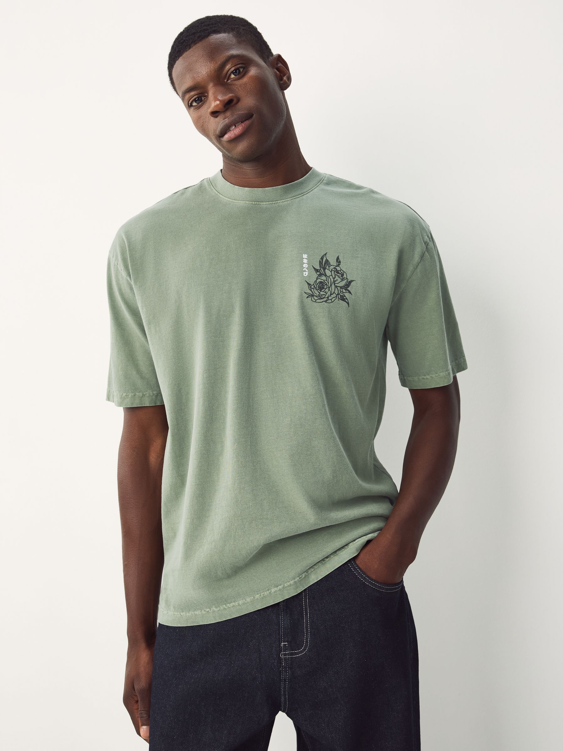 Buy Green Snake Relaxed Fit Graphic Print T-Shirt from Next USA