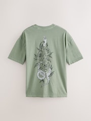 Serpiente verde - Corte amplio - Camiseta con estampado gráfico - Imagen 3 de 4