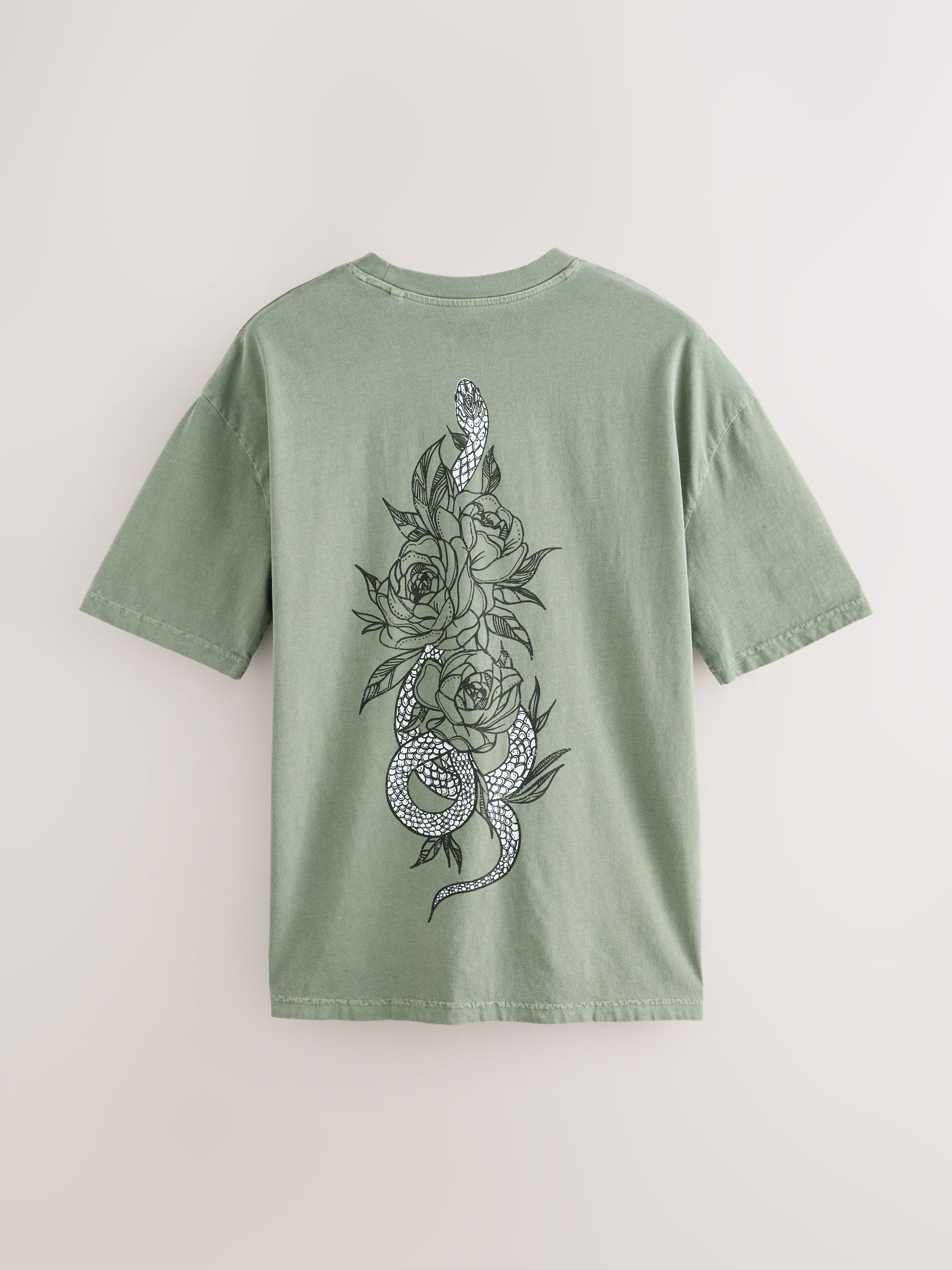 Buy Green Snake Relaxed Fit Graphic Print T-Shirt from Next Bosnia