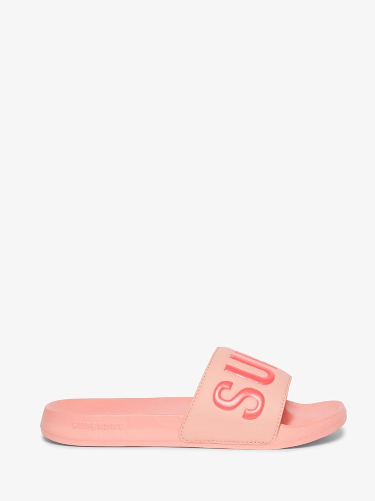 Superdry Pink Core Pool Slides - Image 1 of 6