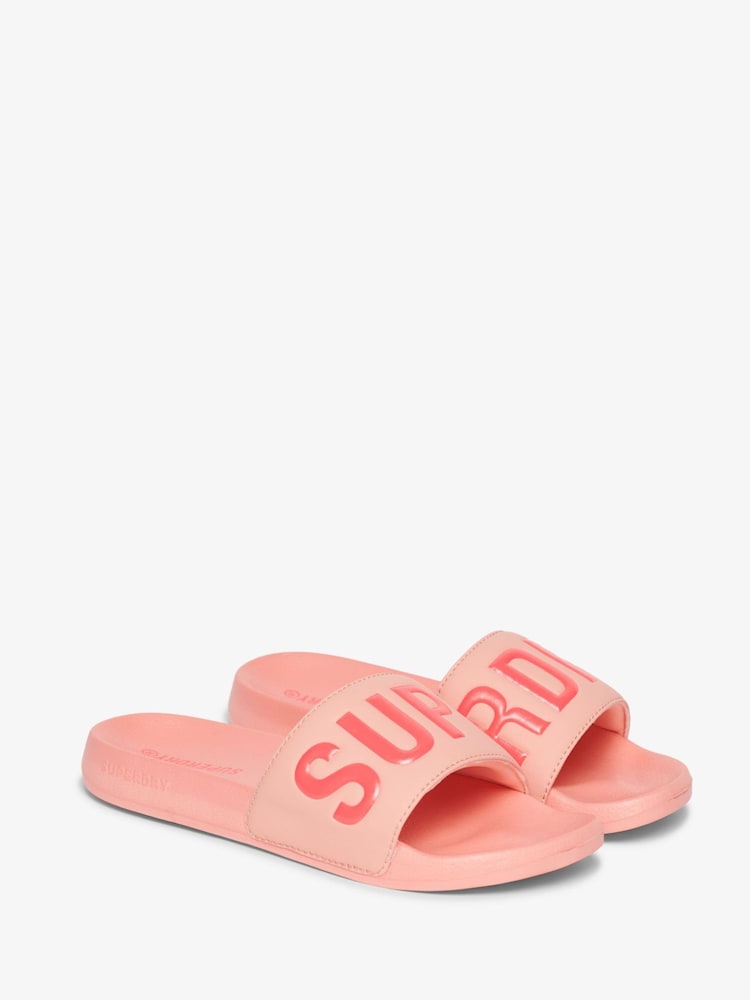 Superdry Pink Core Pool Slides - Image 3 of 6