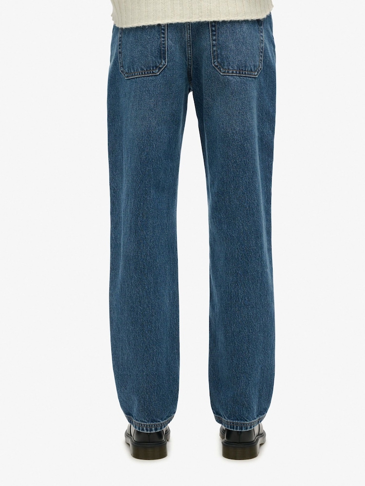Superdry Light Blue Mid Rise Straight Leg 100% Cotton Jeans - Image 2 of 7