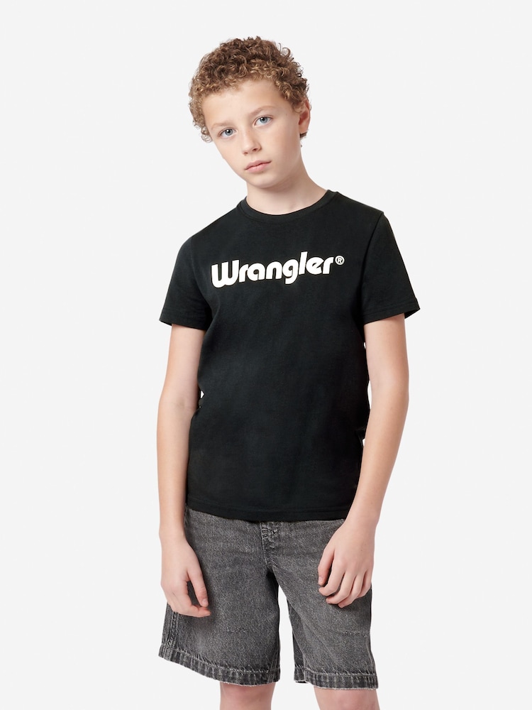 Zwart - Wrangler Boys Tubular 100% Cotton T-Shirt - Image 1 of 8