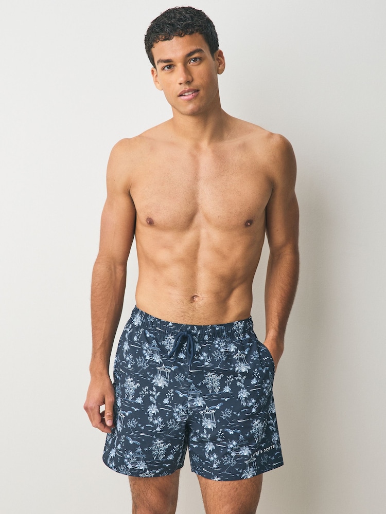Lyle & Scott Blue Botanical Garden Print Swimshort - Image 1 of 4 Lyle & Scott Blue Botanical Garden Print Swimshort - Image 1 of 4