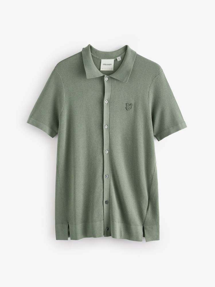 Lyle & Scott Green Blend Knitted Polo Shirts - Image 5 of 5