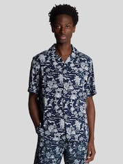 Lyle & Scott Blue Botanical Garden Print Resort Shirt - Image 1 of 5
