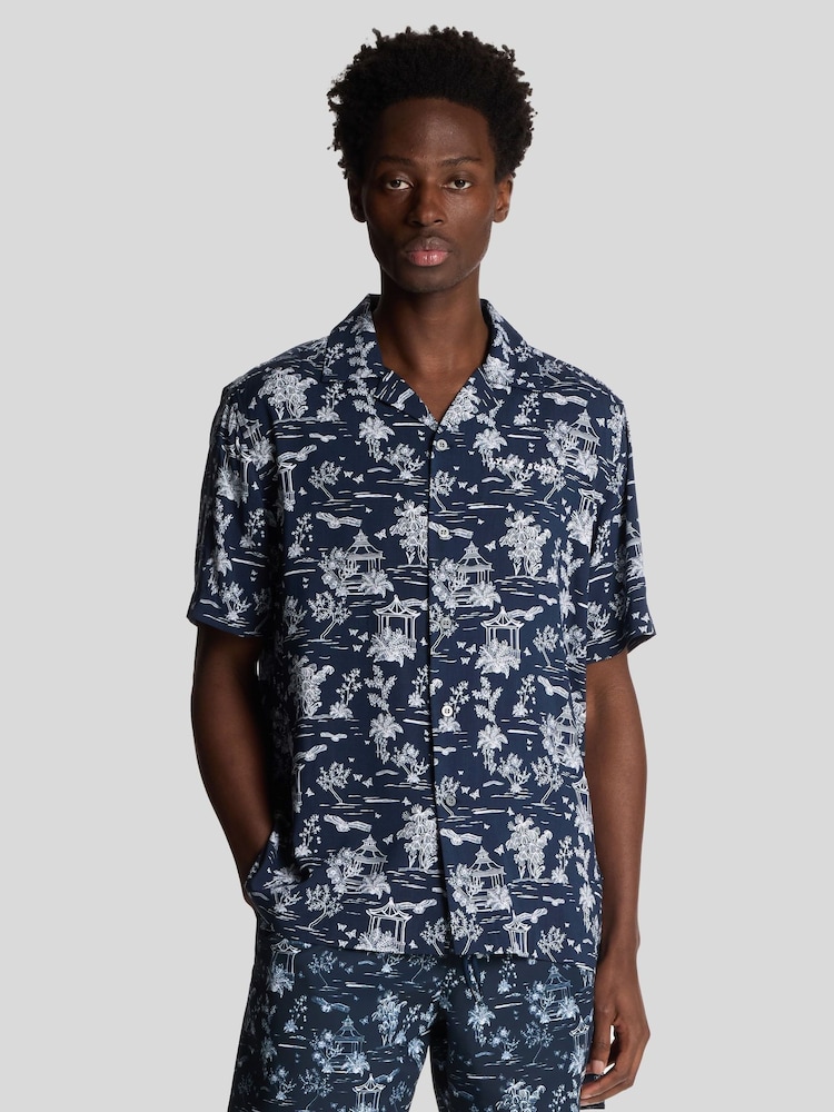 Lyle & Scott Blue Botanical Garden Print Resort Shirt - Image 1 of 5