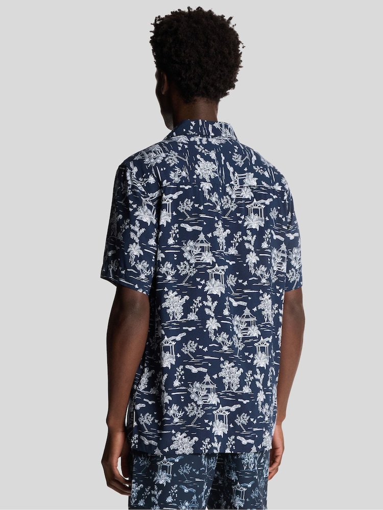 Lyle & Scott Blue Botanical Garden Print Resort Shirt - Image 2 of 5