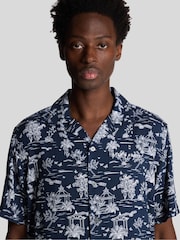Lyle & Scott Blue Botanical Garden Print Resort Shirt - Image 4 of 5