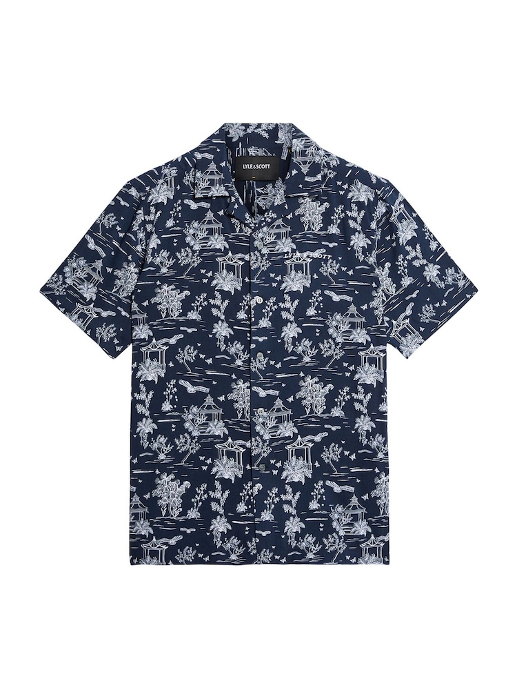 Lyle & Scott Blue Botanical Garden Print Resort Shirt - Image 5 of 5