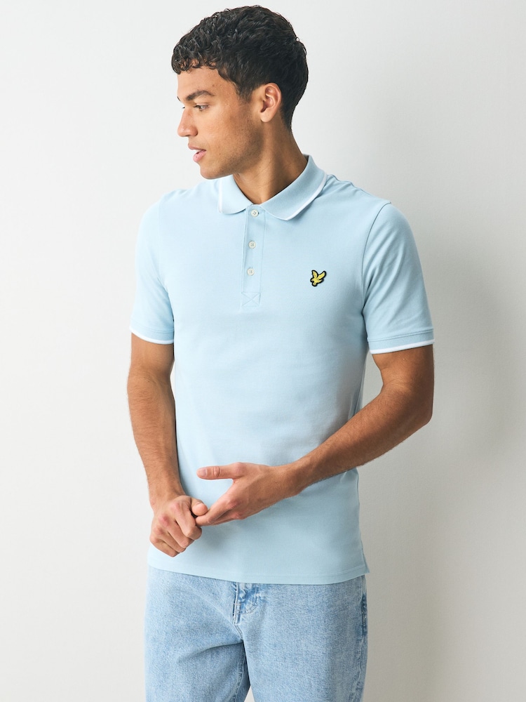 Lyle & Scott Blue Sky Tipped Polo Shirt - Image 1 of 5 Lyle & Scott Blue Sky Tipped Polo Shirt - Image 1 of 5