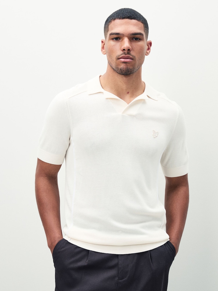 Lyle & Scott Natural Seam Tipped Knitted Polo Shirt - Image 1 of 5 Lyle & Scott Natural Seam Tipped Knitted Polo Shirt - Image 1 of 5