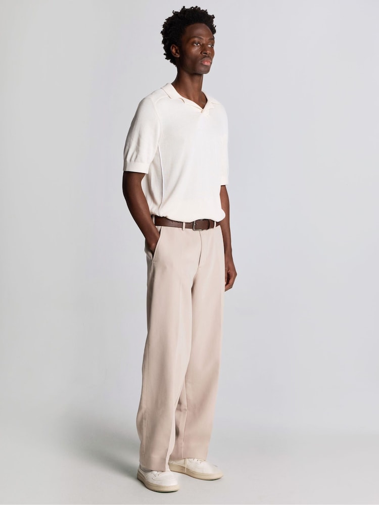 Lyle & Scott Natural Seam Tipped Knitted Polo Shirt - Image 1 of 4