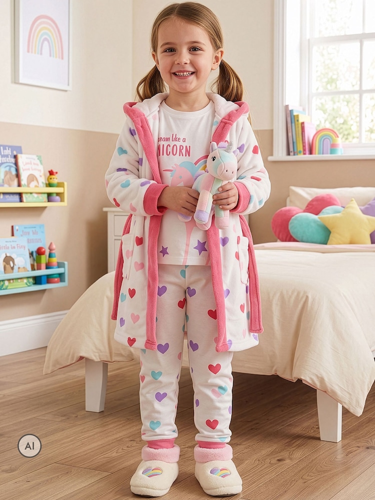 Harry Bear Pink Unicorn Pyjamas And Dressing Gown Set - Image 1 of 11