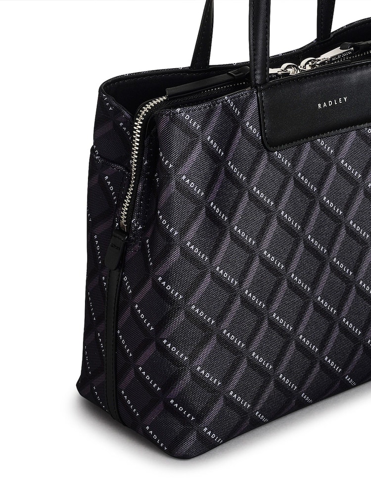 Radley Medium Southwell Gardens Geo Zip Top Grab Black Bag - Image 3 of 5