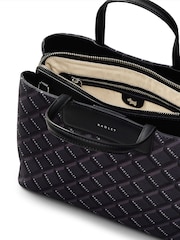 Radley Medium Southwell Gardens Geo Zip Top Grab Black Bag - Image 4 of 5