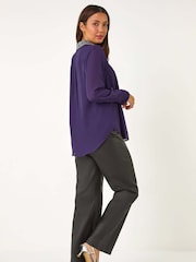 Roman Purple Sequin Collared Shirt - Image 3 of 5