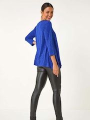 Roman Blue Glitter Rose Asymmetric Hem Top - Image 3 of 5