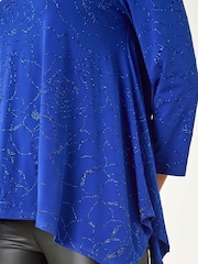 Roman Blue Glitter Rose Asymmetric Hem Top - Image 5 of 5