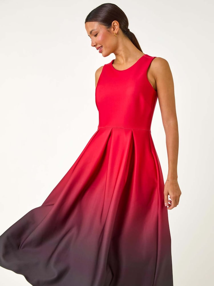 Rojo - Roman Ombre Pleated Luxe Stretch Midi Dress - Imagen 1 de 5 Rojo - Roman Ombre Pleated Luxe Stretch Midi Dress - Imagen 1 de 5