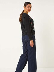 Roman Black Diamond Sequin Knit Jumper - Image 4 of 6