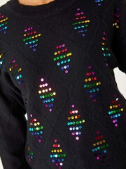 Roman Black Diamond Sequin Knit Jumper - Image 6 of 6