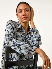 Roman Green Abstract Print Button Shirt - Image 1 of 6