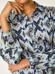 Roman Green Abstract Print Button Shirt - Image 6 of 6