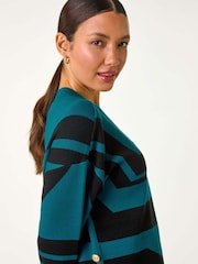 Roman Blue Abstract Print Longline Stretch Jumper - Image 4 of 5