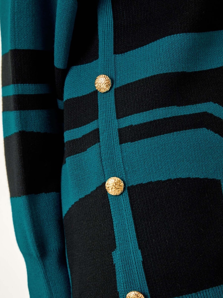 Roman Blue Abstract Print Longline Stretch Jumper - Image 5 of 5