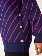 Roman Blue Horizontal Stripe Knit Jumper - Image 6 of 6