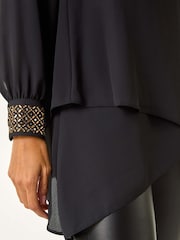 Roman Black Embellished Detail Layered Top - Image 5 of 5
