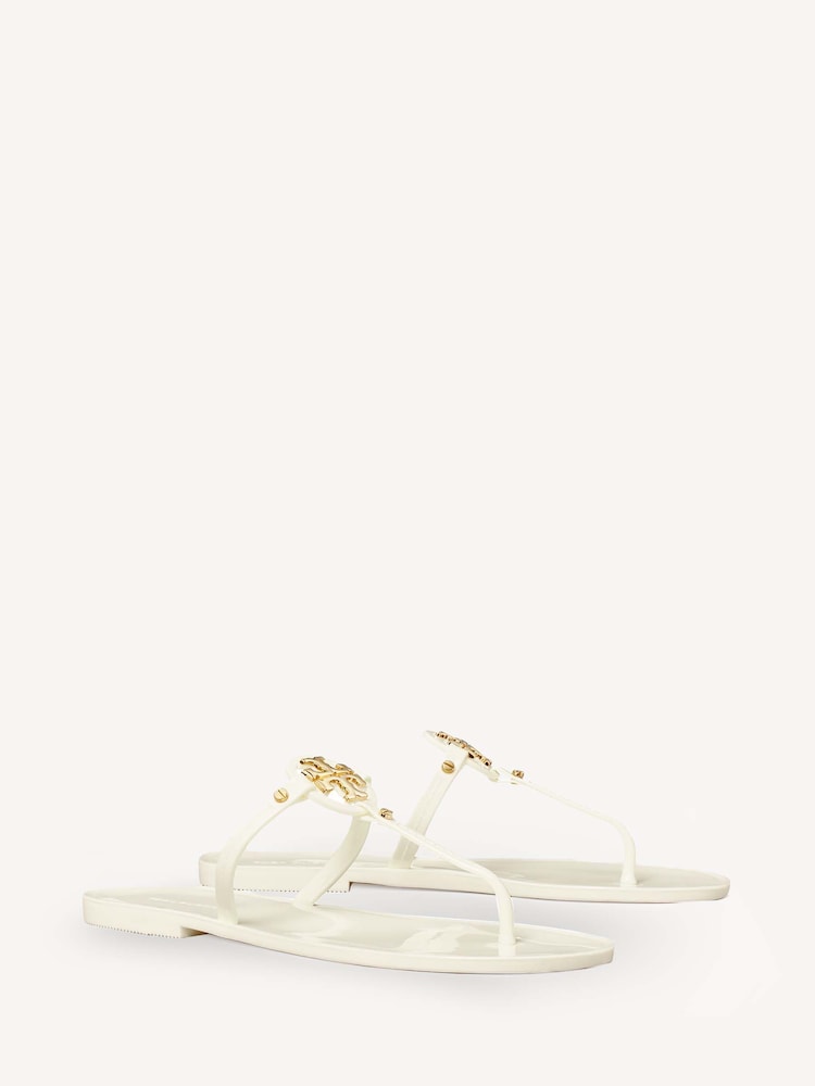 Tory Burch White Mini Miller Flat Thong Sandals - Image 1 of 4 Tory Burch White Mini Miller Flat Thong Sandals - Image 1 of 4