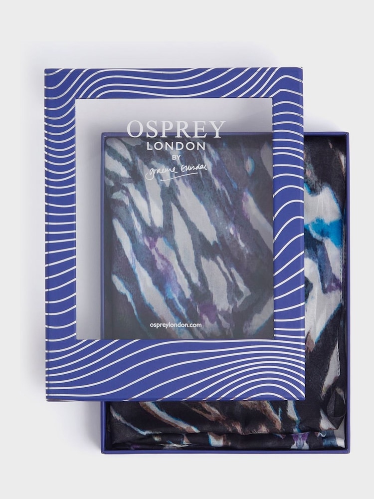 Osprey London The Watercolour Boxed Black Scarf - Image 1 of 4