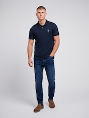 U.S. Polo Assn. Blue Mens Brand Pique 100% Cotton Polo Shirt - Image 3 of 8