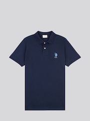 U.S. Polo Assn. Blue Mens Brand Pique 100% Cotton Polo Shirt - Image 6 of 8