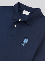 U.S. Polo Assn. Blue Mens Brand Pique 100% Cotton Polo Shirt - Image 8 of 8