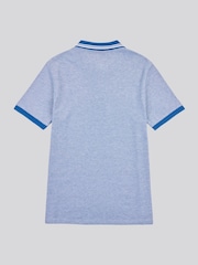 U.S. Polo Assn. Blue Mens Two Tone Pique 100% Cotton Polo Shirt - Image 6 of 7