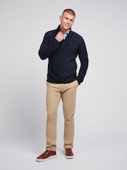 U.S. Polo Assn. Blue Mens Double Horsemen Polar Fleece Funnel Neck Sweatshirt - Image 3 of 4