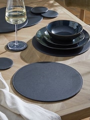 Set of 4 Navy Blue Reversible Faux Leather Placemats and Coasters Set - Image 1 of 3