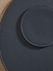 Set of 4 Navy Blue Reversible Faux Leather Placemats and Coasters Set - Image 2 of 3