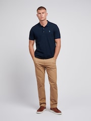 U.S. Polo Assn. Blue Mens Collar Interest Textured 100% Cotton Polo Shirt - Image 3 of 7