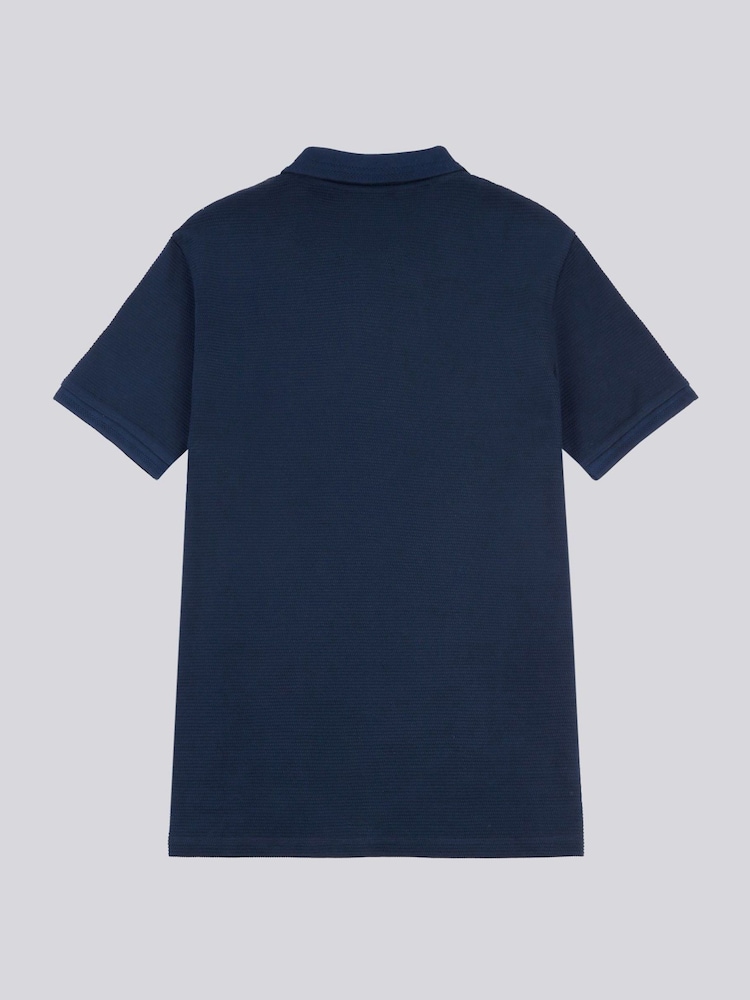 U.S. Polo Assn. Blue Mens Collar Interest Textured 100% Cotton Polo Shirt - Image 6 of 7