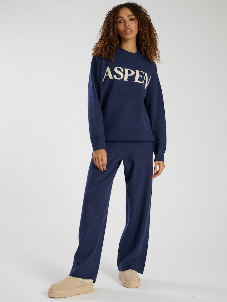 Azul - South Beach Knitted Wide Leg Joggers - Imagen 1 de 4 Azul - South Beach Knitted Wide Leg Joggers - Imagen 1 de 4