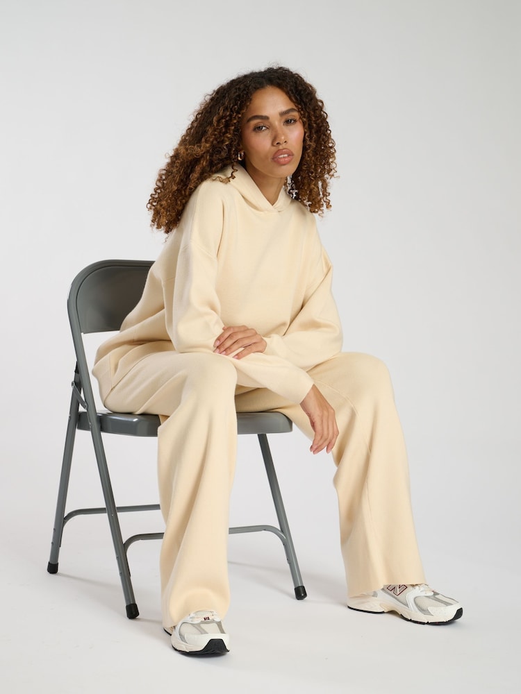 كريم - South Beach Knit Rib Hem Hoodie - صورة 1 من 4