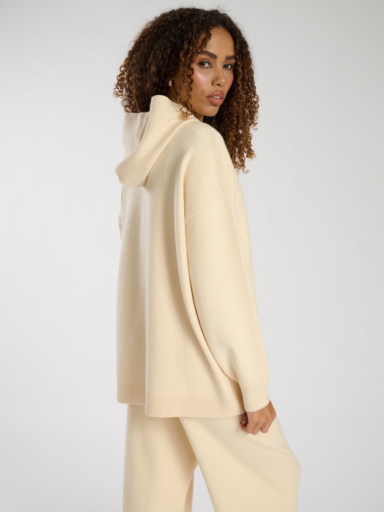 كريم - South Beach Knit Rib Hem Hoodie - صورة 2 من 4