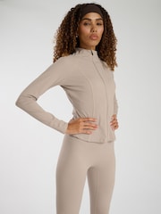 South Beach Natural Long Sleeved Zip-Up Top - Image 1 of 6