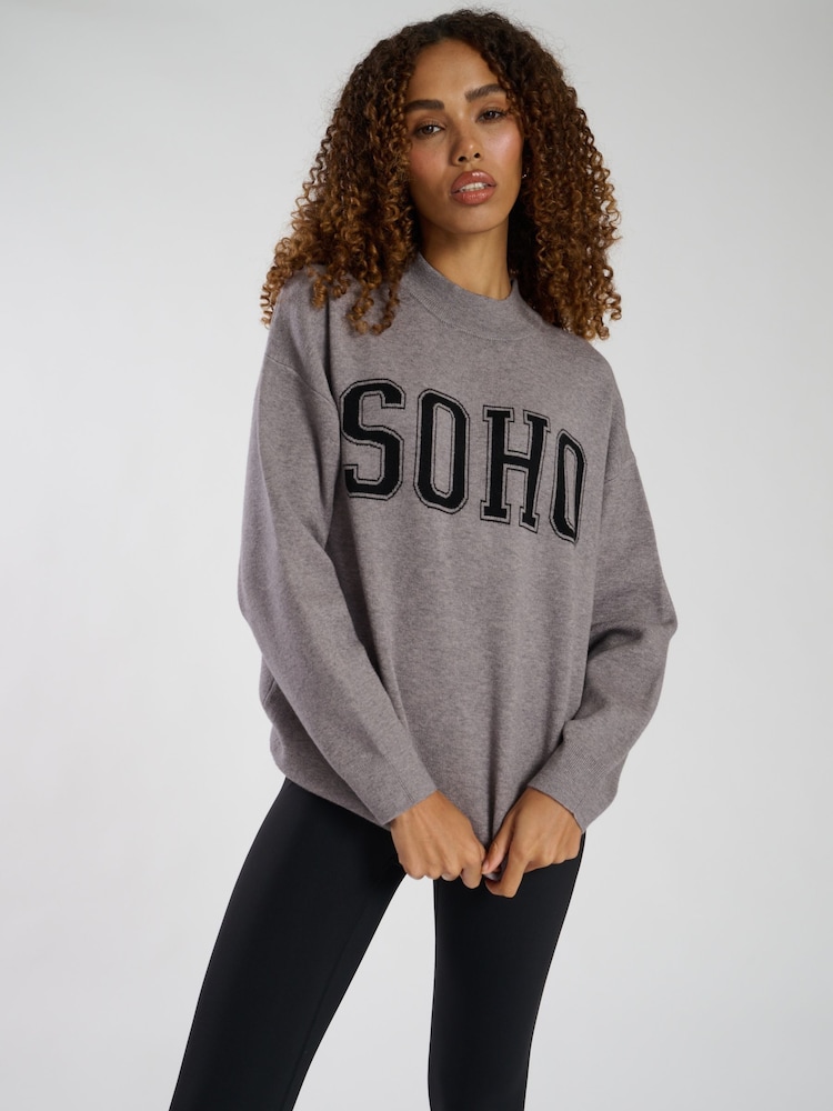 South Beach Grey Funnel Neck Jumper - Image 1 of 4