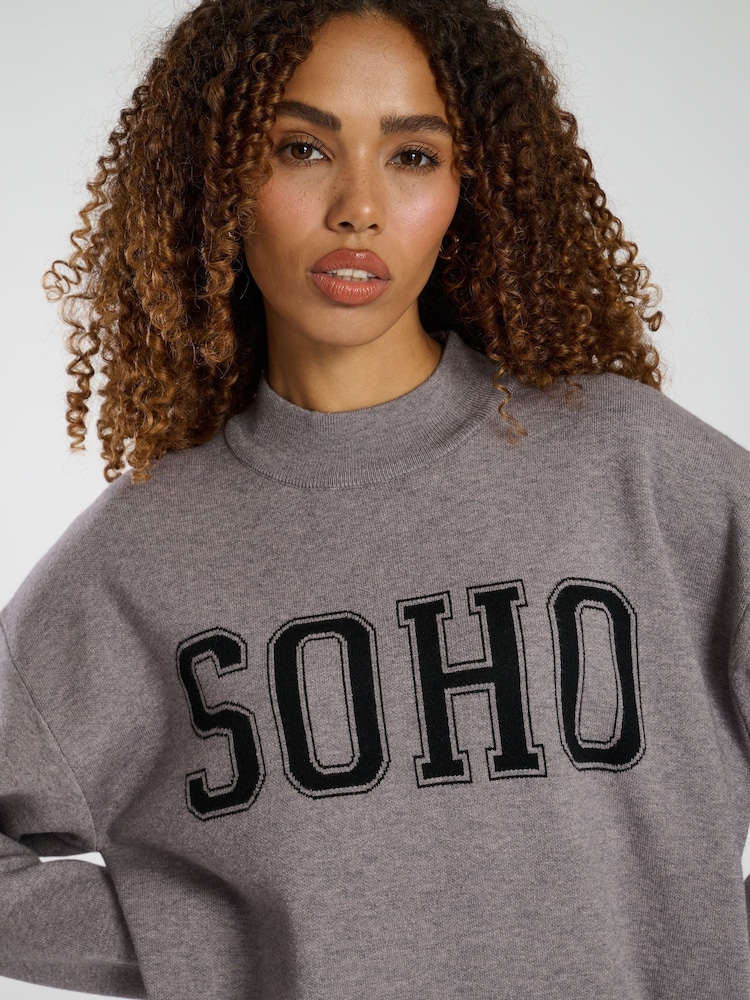 South Beach Grey Funnel Neck Jumper - Image 2 of 4